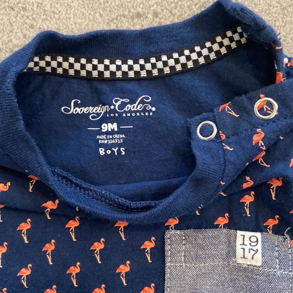 Sovereign Code Baby Boy Flamingo Onesie & Shorts, Sz 9 Months - Picture 3 of 8